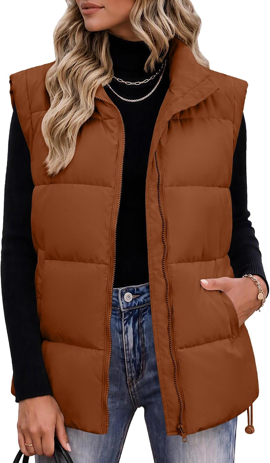 Zeagoo Puffer Vest Women Sleeveless Lightweight Quilted Jacket Winter Coat | Amazon (US)