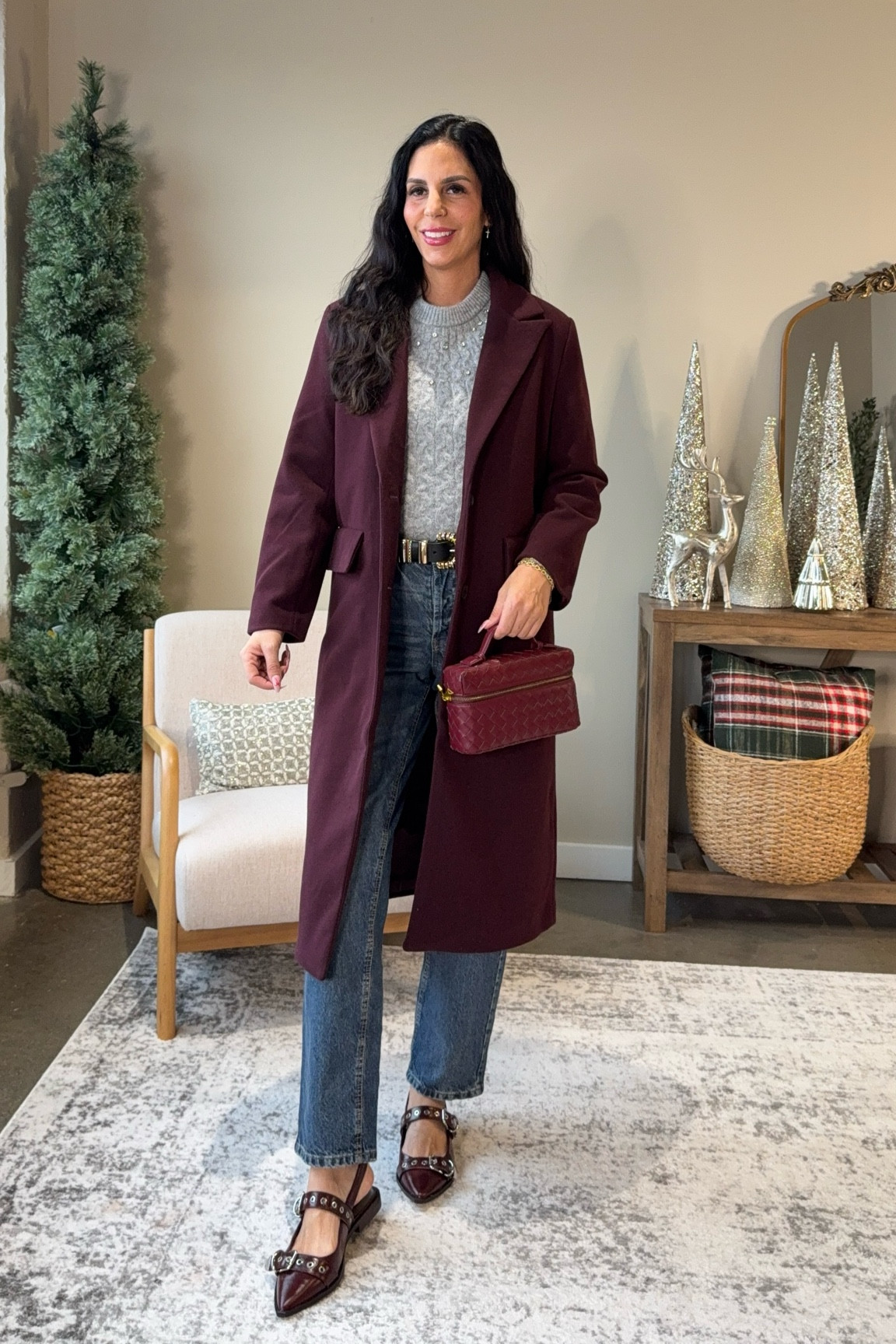 Target simple sweater with rhinestones for the win! 
Sweater- small (size up for more oversized fit(
Maroon coat- size down (xs)
Denim- size 2 

#LTKParties #LTKHoliday #LTKU

#LTKFindsUnder50 #LTKOver40 #LTKParties