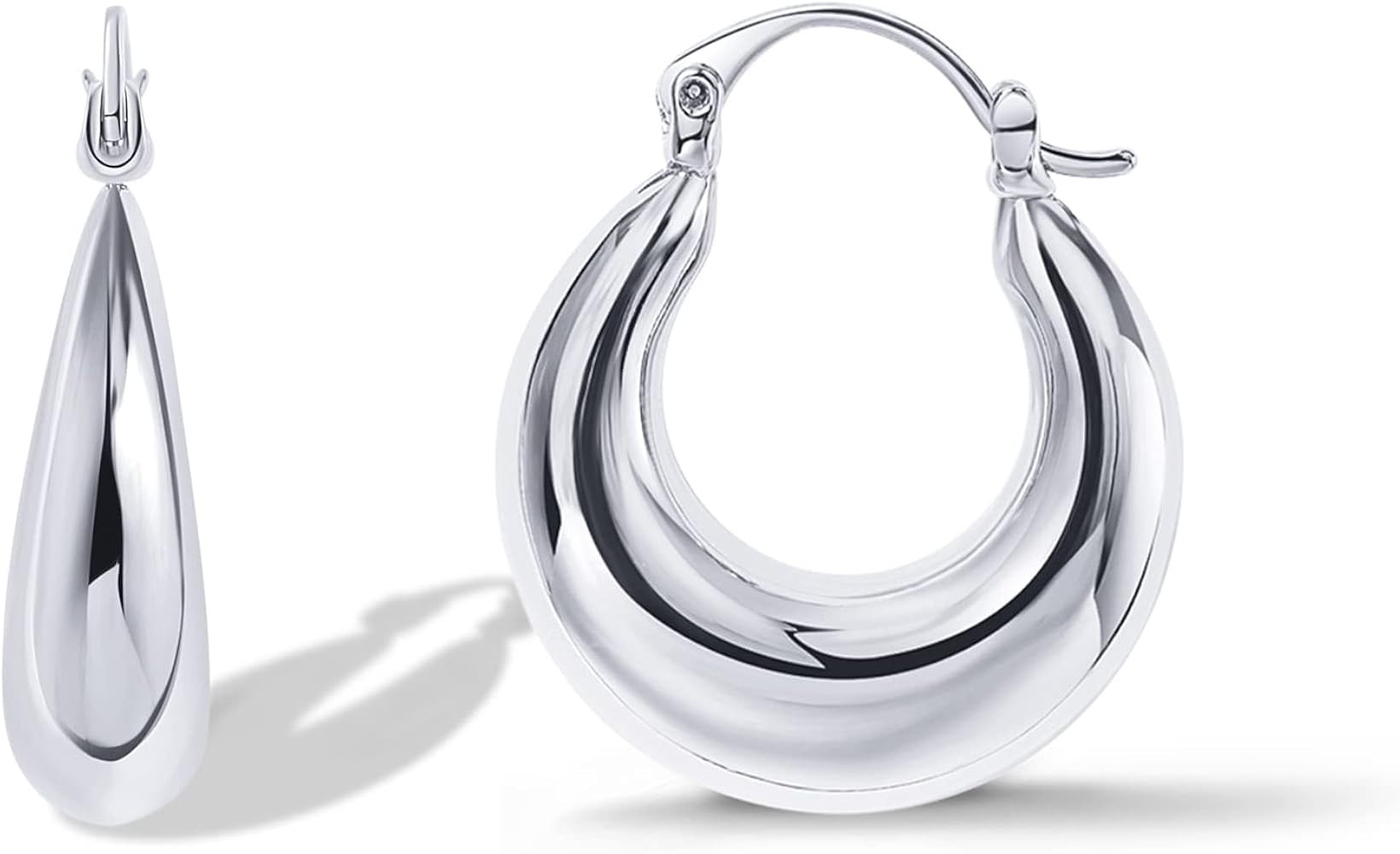PAVOI 14K Gold Plated Sterling Silver Posts Chunky Hoop Earrings for Women | Thick Lightweight Tr... | Amazon (US)