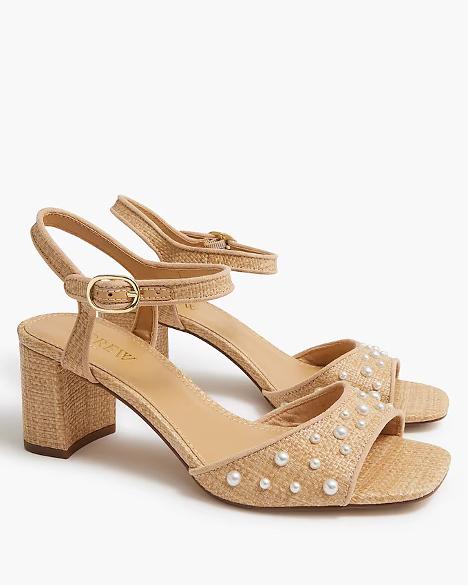Woven pearl heeled sandals | J.Crew Factory