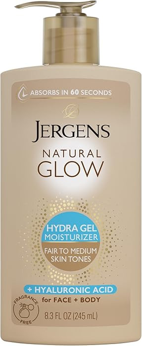 Jergens Natural Glow Hydra Gel Moisturizer, Hyaluronic Acid Tanning Lotion, Hydrating Tanning Gel... | Amazon (US)