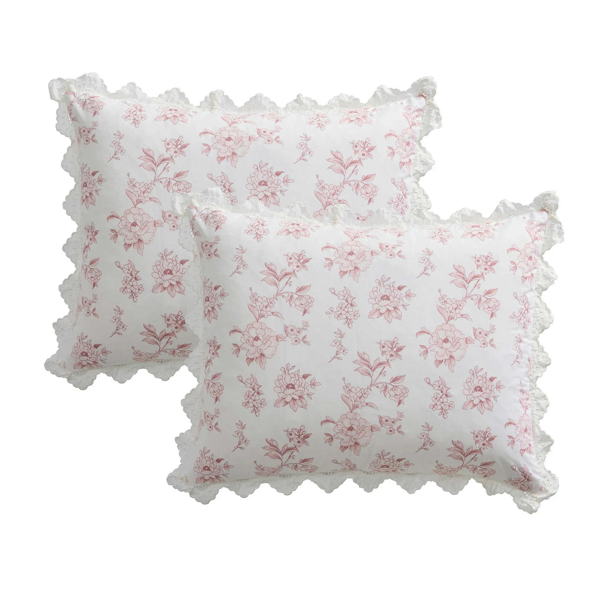 My Texas House Hum Eyelet 3-Piece Pink Floral Cotton Comforter Set, King | Walmart (US)