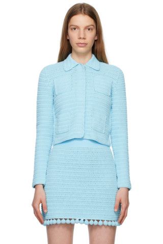 Blue Spread Collar Jacket | SSENSE