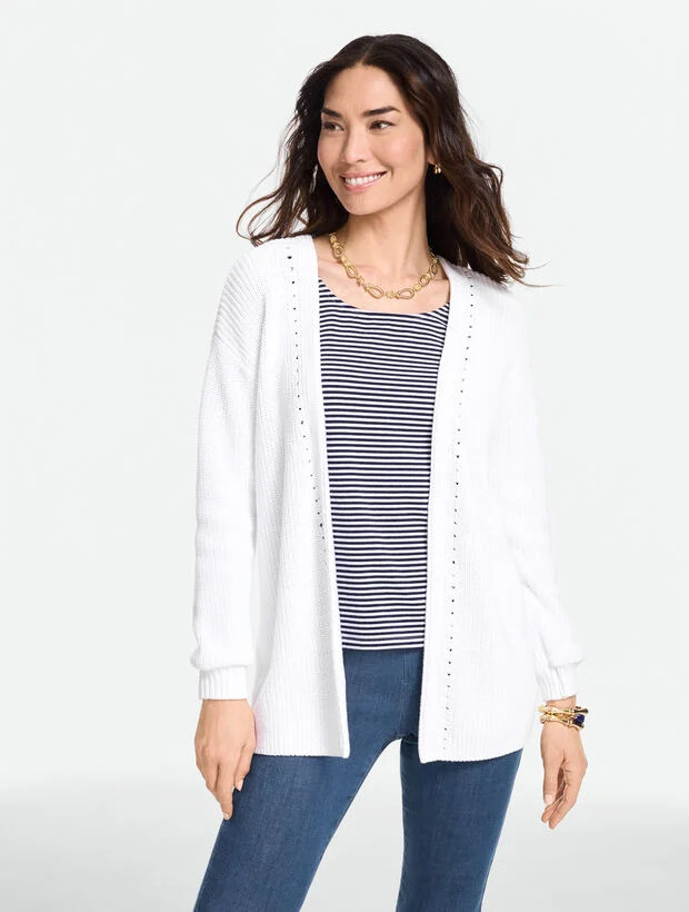 Shaker Stitch Open Front Cardigan | Talbots