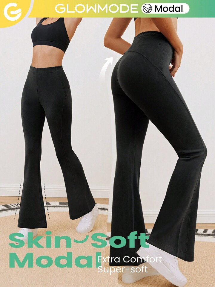 GLOWMODE Modal Flared Pants With Side Pocket | SHEIN