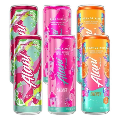 New Alani Energy Drinks Pink Slush, Orange Kiss, Cherry Twist - Variety Pack Zero Suger, Low - Calorie, Energy Boost Drinks 12 oz (6 Pack) | Walmart (US)