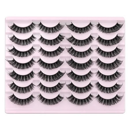 Eyelashes Strip Lashes False Eyelashes Strip Lashes Fluffy Artificial Eyelashes Extension D Curl Wispy Handmade Soft Reusable 14 Pairs Lashes Pack | Walmart (US)