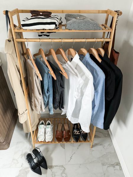 The Spring Capsule Wardorbe is here! 18 pieces to make getting dressed easy, decrease decision fatigue and reduce your mental load this spring. All at a modest price point with all items including trench under $150.

1. Basic white tshirt
2. Cashmere sweater
3. Striped sweater
4. White button down
5. Black denim
6. Cream pants (not shown but linked)
7. Wide leg denim
8. Black blazer
9. Trench coat
10. Black mules
11. Cognac sandals
12. Black sling backs
13. Sneakers
14. Chain necklace
15. Black purse 
16. Black crossbody (not shown)
17. Cognac tote
18. Sunglasses

spring outfits, spring capsule, what to wear for spring, spring outfits for women, travel spring outfits, spring essentials, sprint closet essentials, spring wardrobe essentials

#LTKSeasonal #LTKSpringSale
