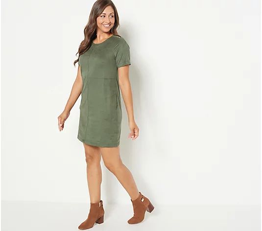 Candace Cameron Bure Regular Faux Suede Shift Dress | QVC