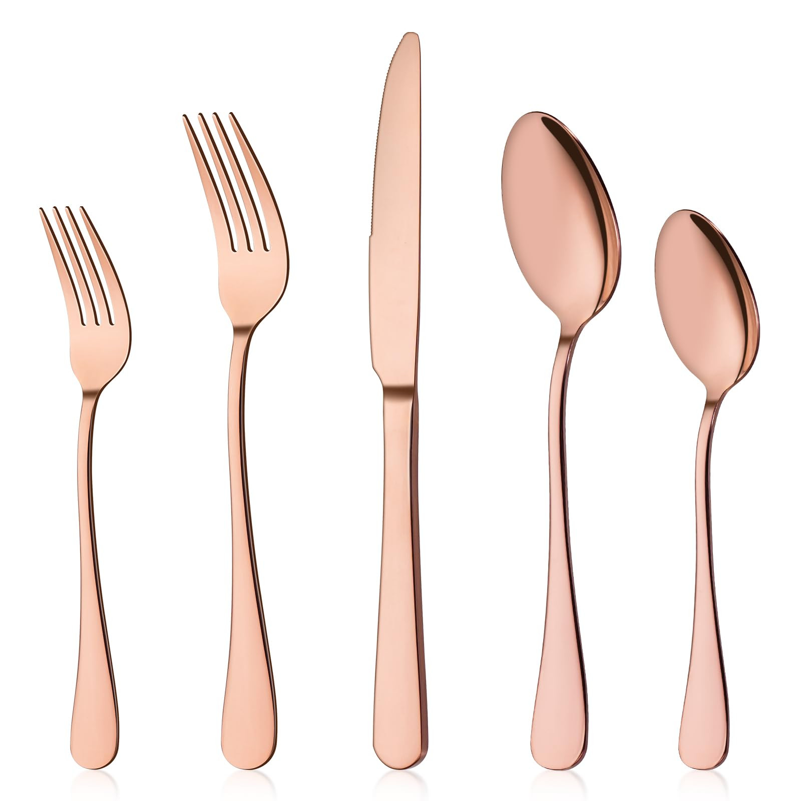 Briout Rose Gold Silverware Set, 20 Piece Cutlery Set, Stainless Steel Flatware Set Service for 4... | Amazon (US)
