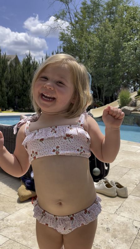 Truly nothing cuter than a toddler in a bikini! Gotta put that belly on display 😋 She knows she looks good!

Minnow suits are known to run small so size up! Eleanor just turned 3 and is in the 3/4, Joe is 4.5 and wears the 5/6 and Ben is 2.5 and wears the 3/4. 

#LTKkids #LTKSeasonal #LTKswim