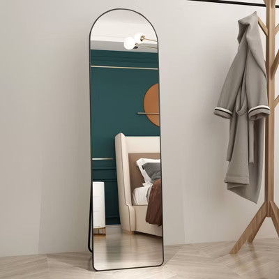 PAGED 59.8"x16.5" Arched Full Length Mirror,3rd Generation Leaning Floor Full Body Mirror with Aluminum Alloy Metal Frame,Suitable for Bedroom,Black | Target