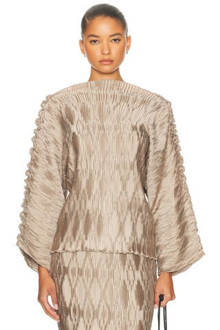 By Malene Birger BLUSE TRALLUMAN in Cobblestone - Taupe. Size 36 (also in 34). | FWRD 