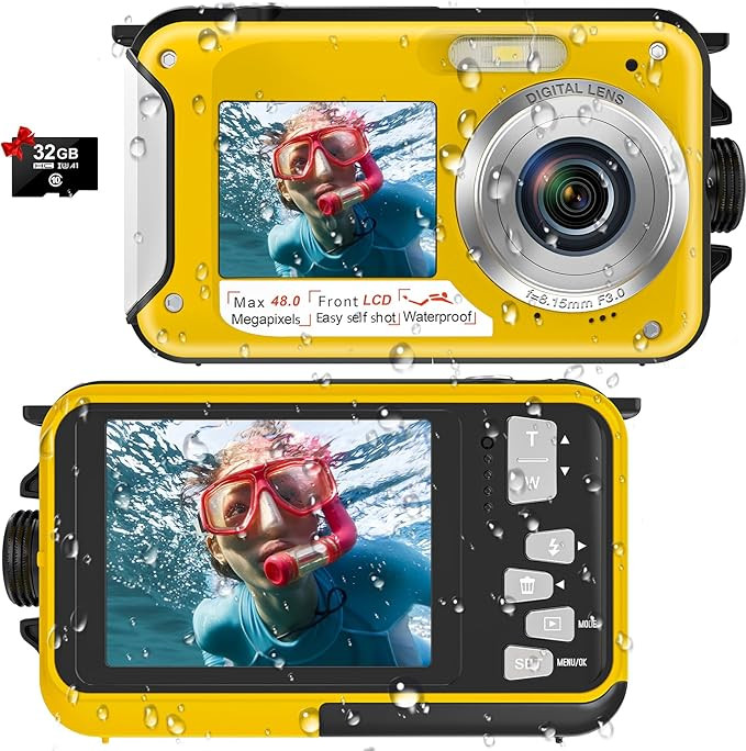 Waterproof Digital Camera Underwater Camera Full HD 2.7K 48 MP Video Recorder Selfie Dual Screens... | Amazon (US)