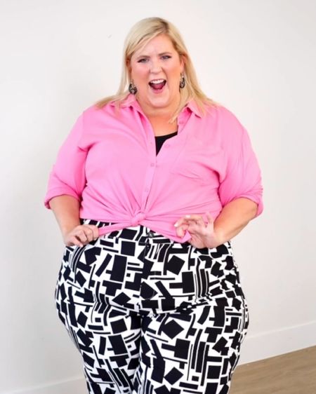 I love pairing a bright color with a bold black and white print for a unique spring plus size outfit for the office or dinner with friends. #Torrid 

#LTKplussize #LTKstyletip