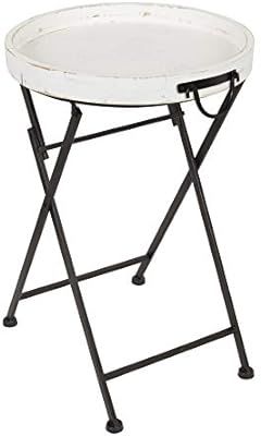 Kate and Laurel Marmora Round Wood and Metal Pop Up Tray Table, White | Amazon (US)