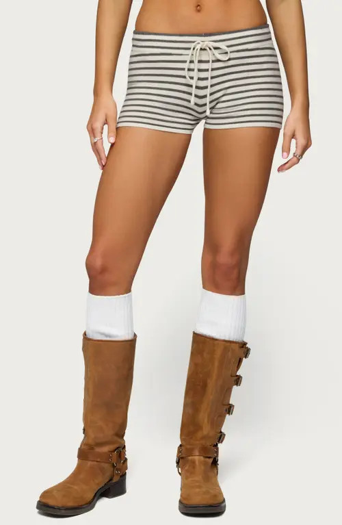 EDIKTED Lillian Stripe Knit Shorts in Cream at Nordstrom, Size X-Small | Nordstrom