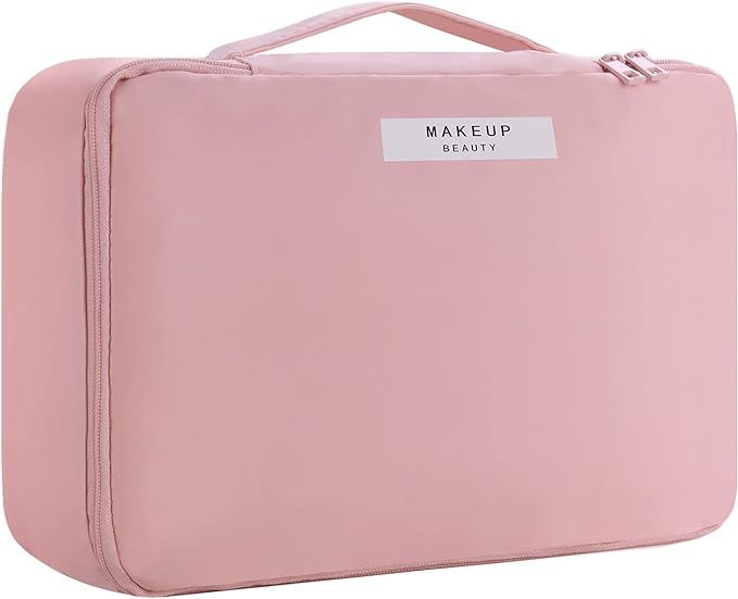 HCFGS Travel Makeup Bag [with Brushes Holder & Detachable Pouch] Cosmetic Bag Makeup Case Storage... | Amazon (UK)
