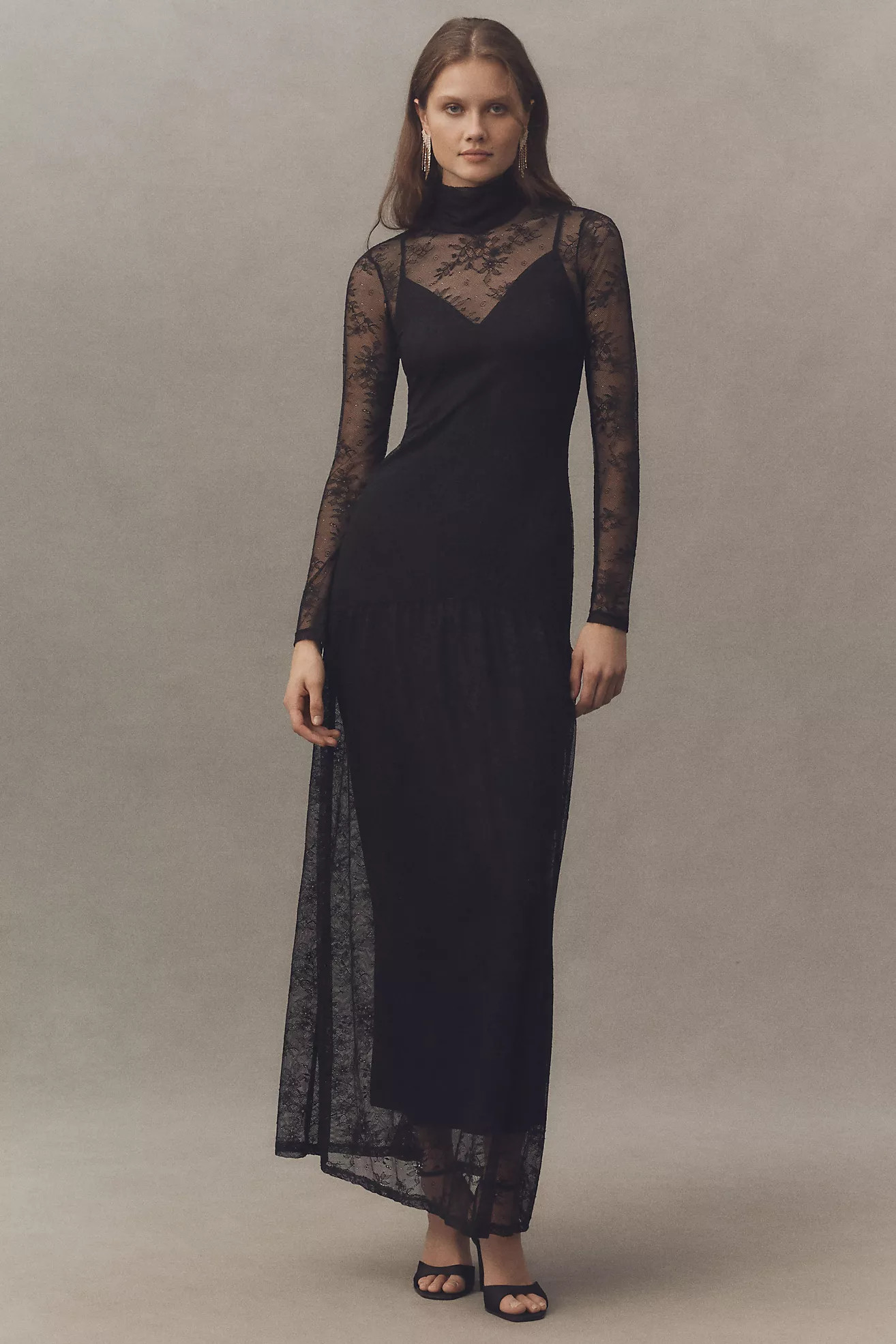 AFRM Amala Lace High-Neck Long-Sleeve Maxi Dress | Anthropologie (US)