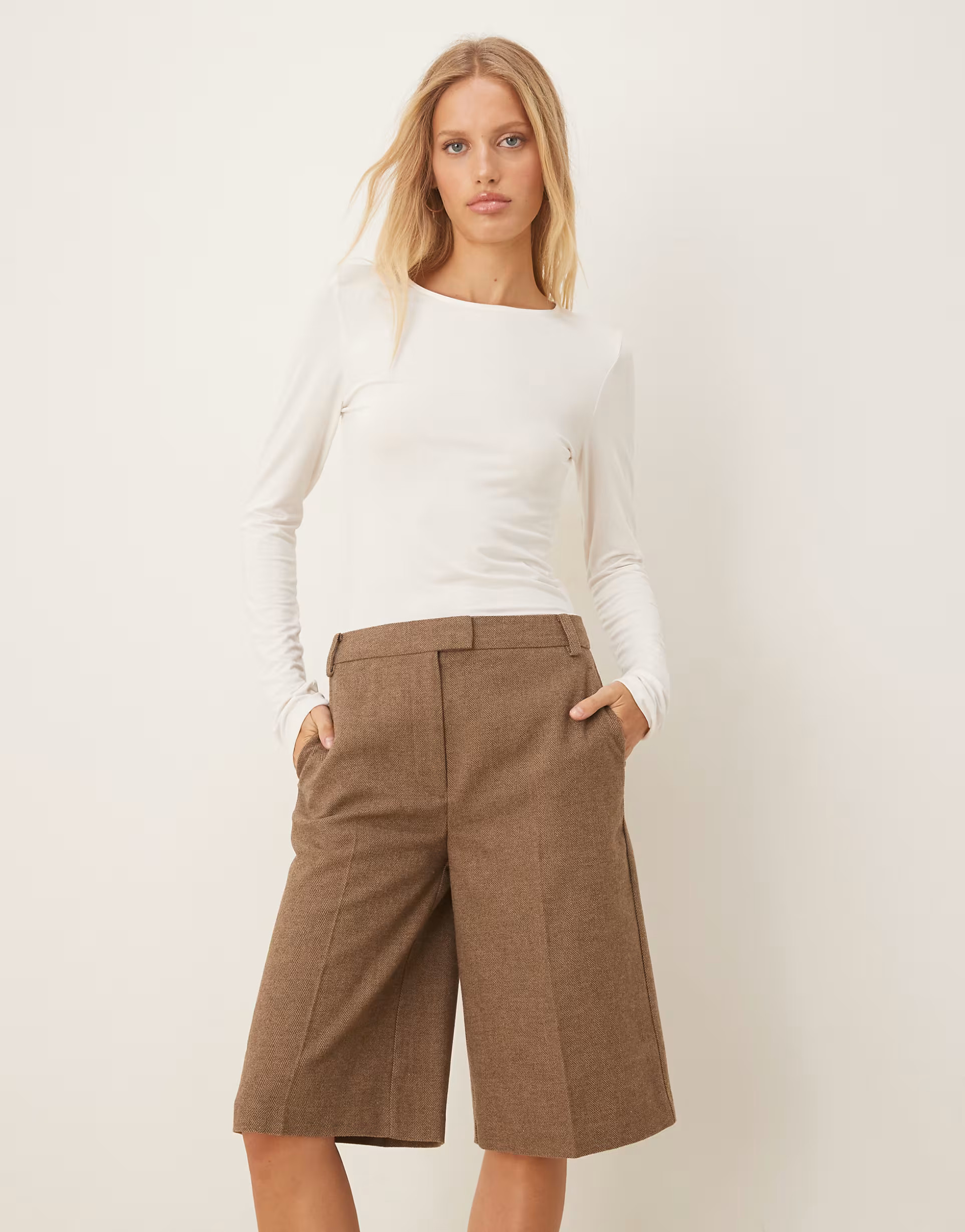 ASOS DESIGN slim bermuda shorts in brown | ASOS (Global)