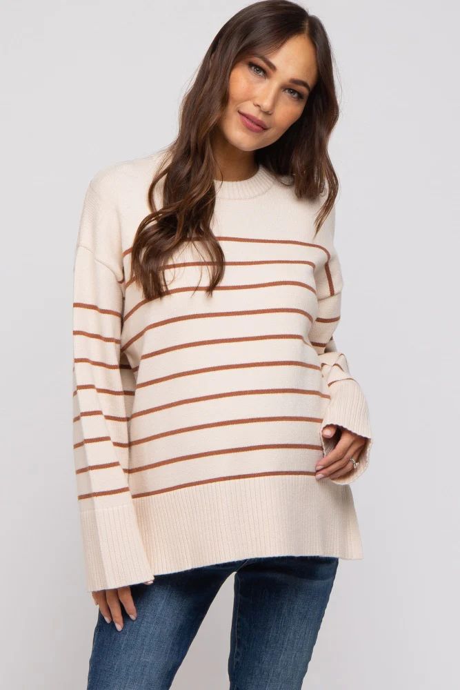 Ivory Striped Maternity Sweater | PinkBlush Maternity