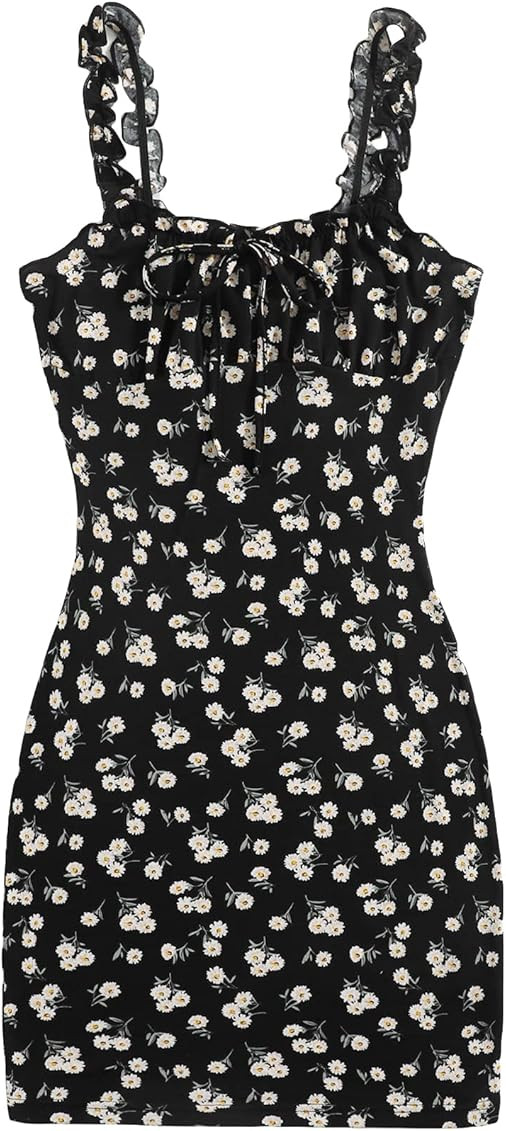 SOLY HUX Women's Sexy Dress Sleeveless Bodycon Dress 2023 Floral Y2K Mini Party Club Dress Red Dress | Amazon (US)