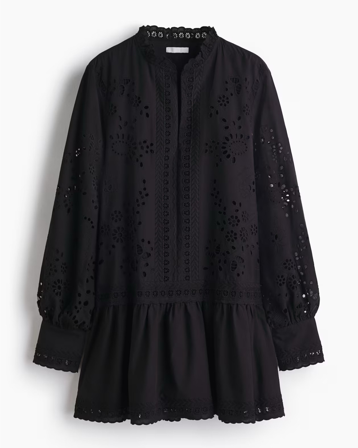 Black eyelet mini dress 

#LTKSeasonal #LTKFindsUnder100