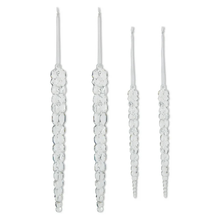 4 Count Clear Acrylic Icicle Christmas Ornaments, by My Texas House | Walmart (US)