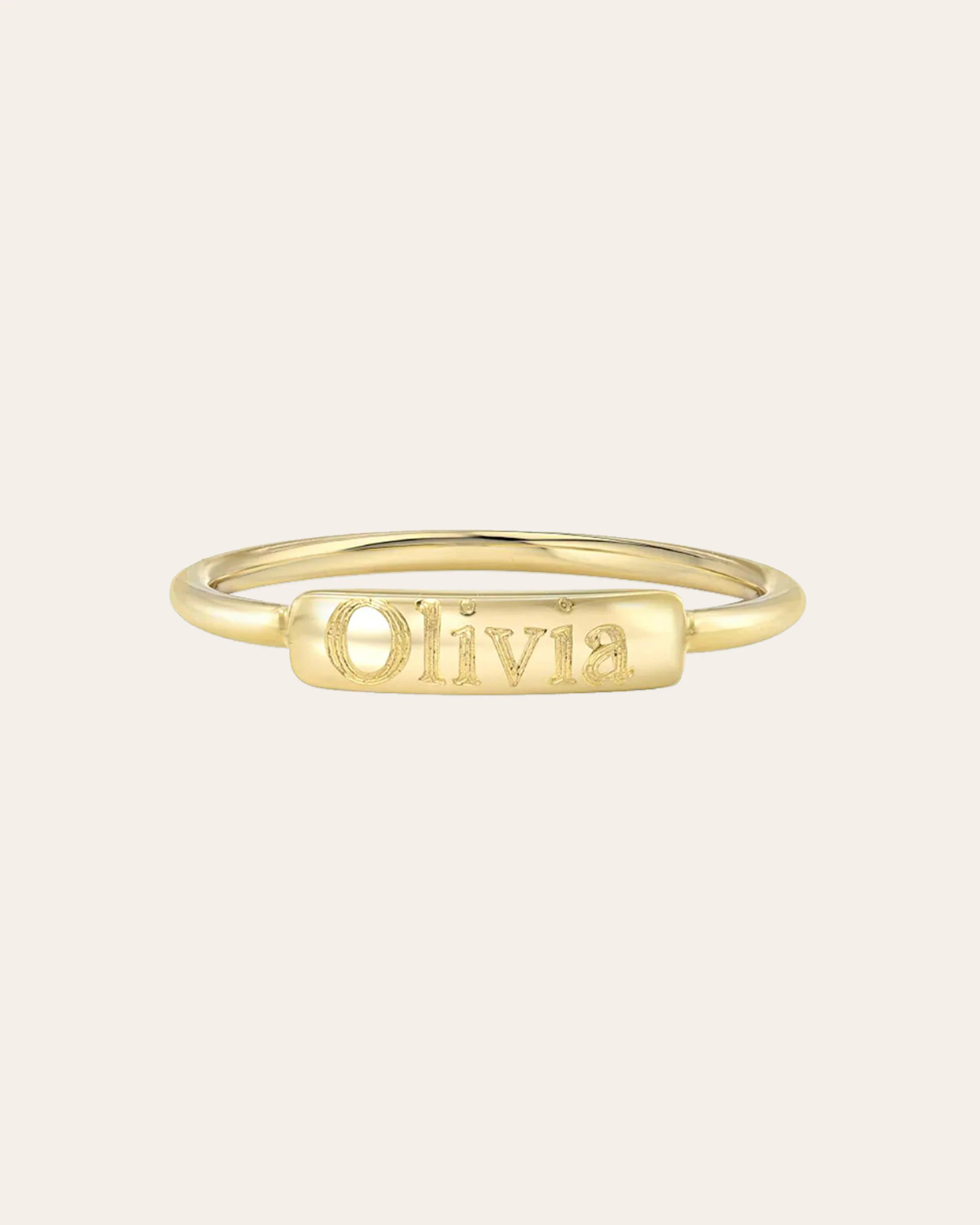 14k Gold Engraved Nameplate Ring | Zoe Lev Jewelry