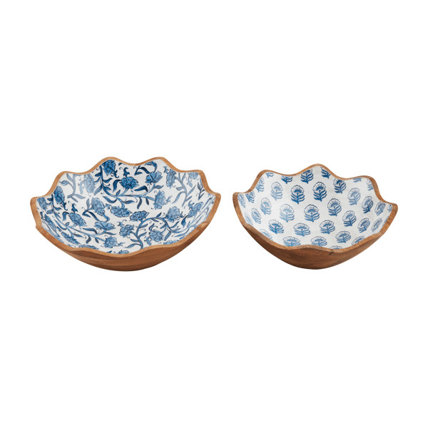 Block Print Scalloped Bowl Set | Mud Pie