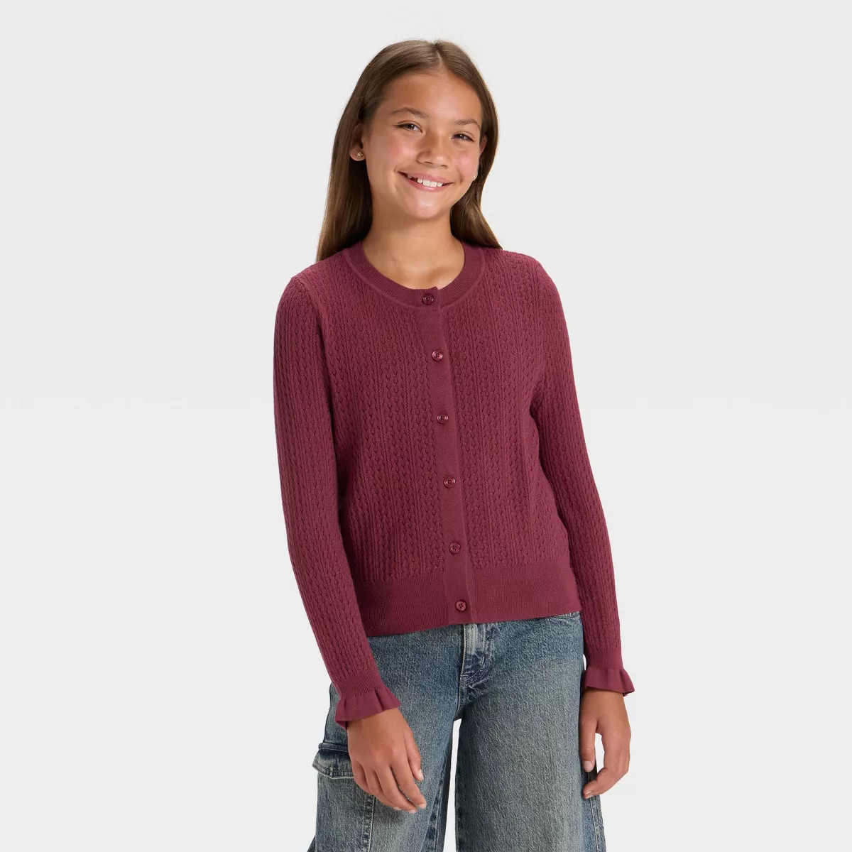 Girls' Open Work Fitted Cardigan - art class™ | Target