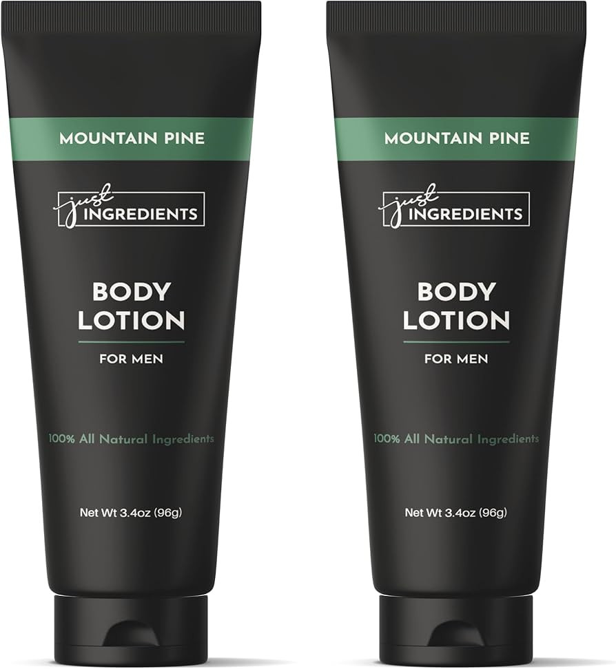 JUST INGREDIENTS Mountain Pine Body Lotion for Men | 3.4oz | 2-pack | Natural Hydration with Coco... | Amazon (US)