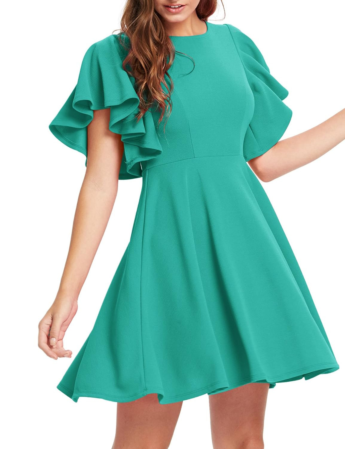 Romwe Women's Stretchy A Line Swing Flared Skater Cocktail Party Dress | Amazon (US)