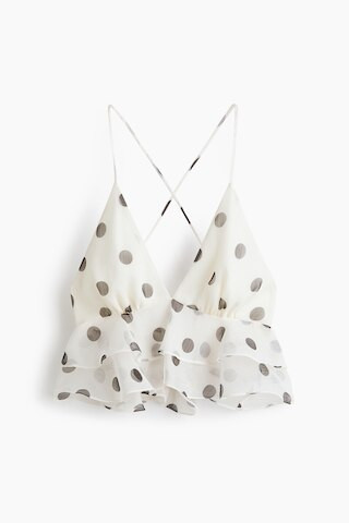 H & M - Flounced Strappy Top - White/Dotted | H&M (US + CA)