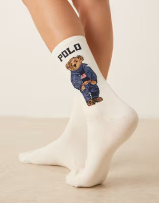 Polo Ralph Lauren bear sock in cream | ASOS | ASOS (Global)