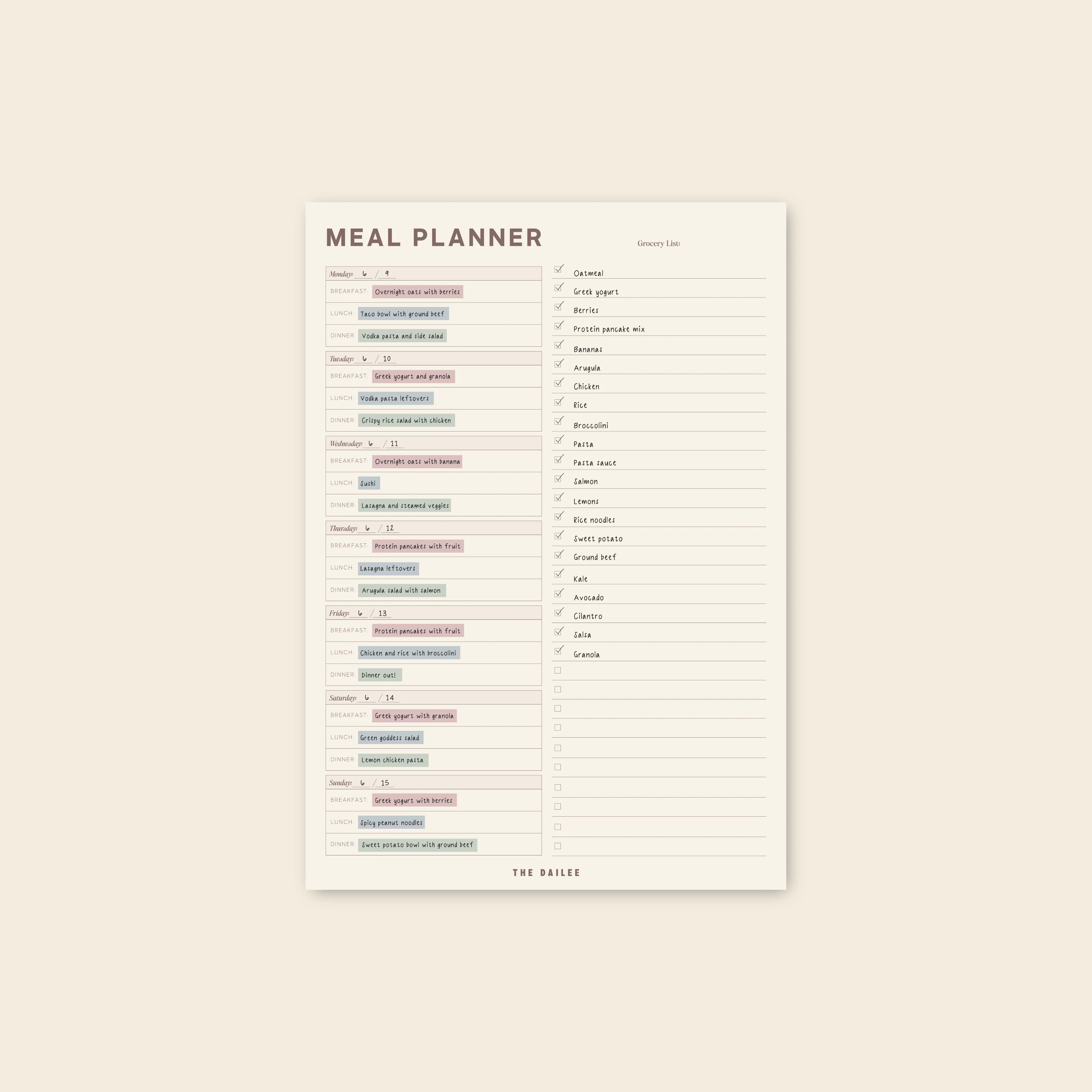 Fridge Meal Planner | The Dailee