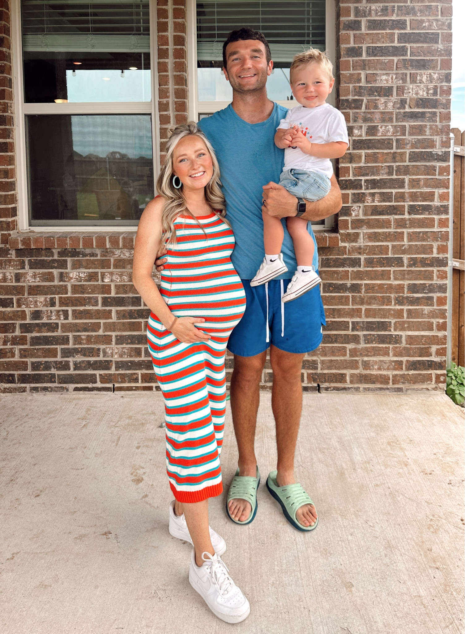 Fun & bump-friendly outfit for 4th of July, Memorial Day or Labor Day! 🩵🤍❤️

Pink lily / sale / maternity / maxi dress / knit dress / summer style / stripes / matching / small 

#LTKsalealert #LTKstyletip #LTKunder50