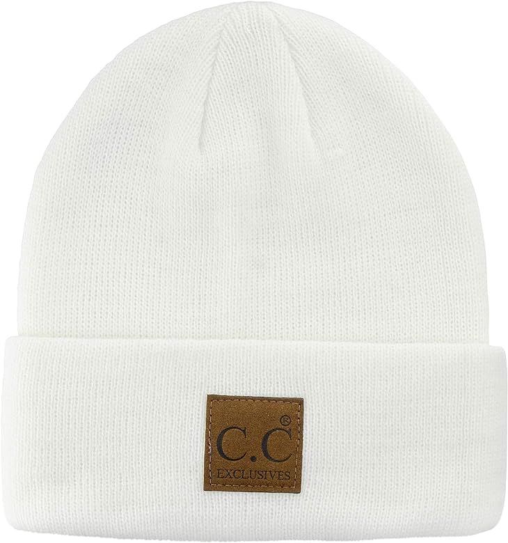 C.C Unisex Plain Cuff Skull Cap Winter Knit Beanie Hat | Amazon (US)