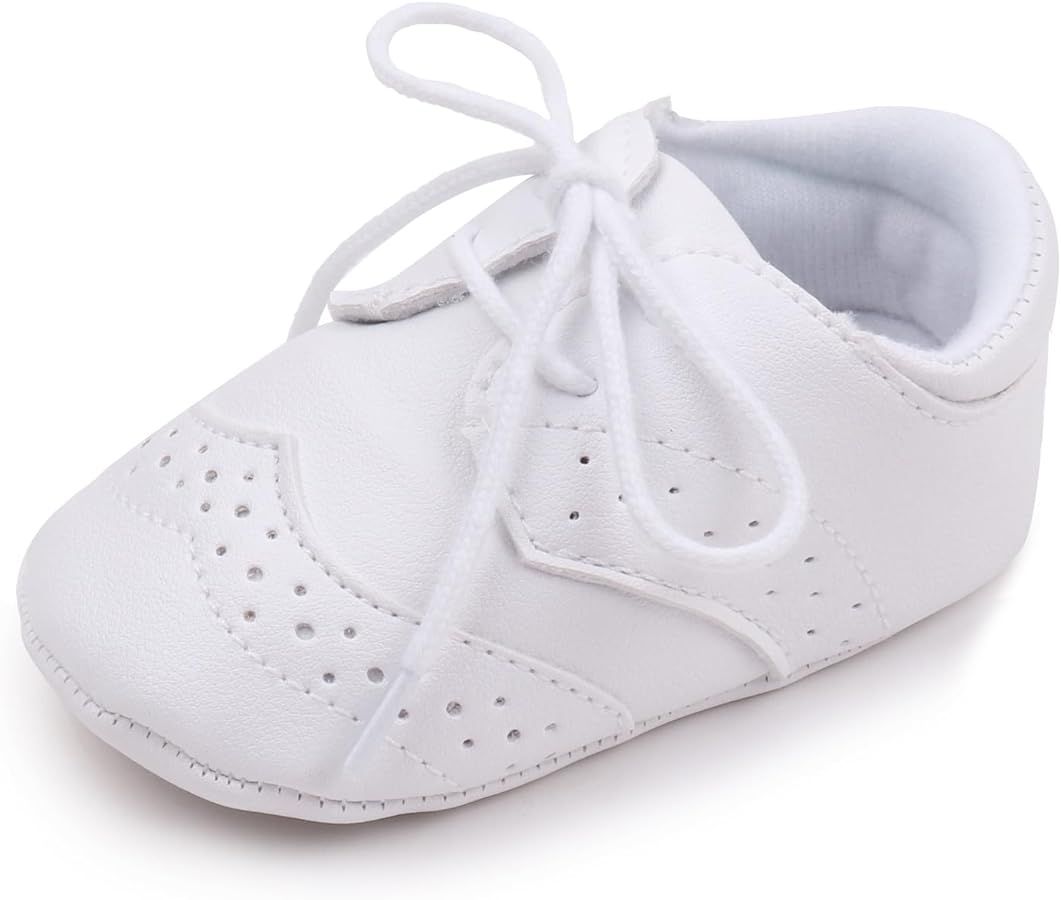 Baby Boys Girls Shoes ​Soft Sole Non-Slip PU Leather Baptism Christening Shoes Infant First Wal... | Amazon (US)