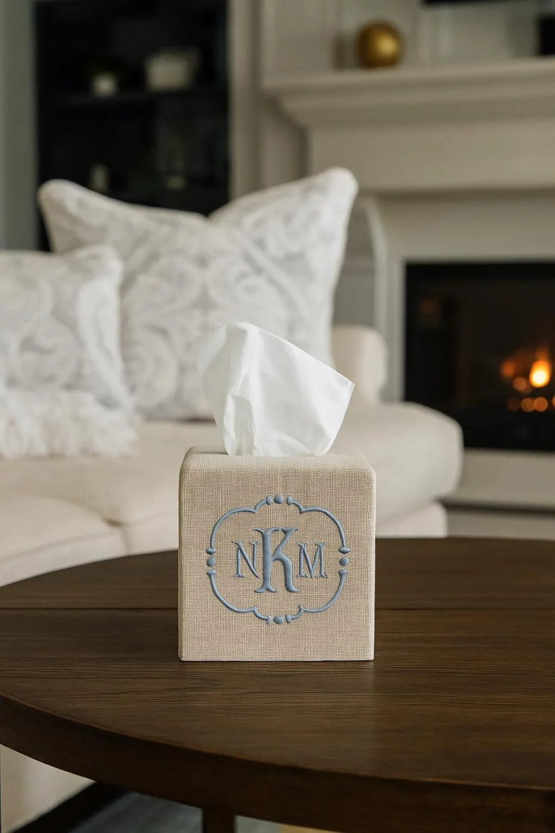 Monogrammed Linen Tissue Box Cover: Personalized Embroidered Gift - Etsy | Etsy (US)
