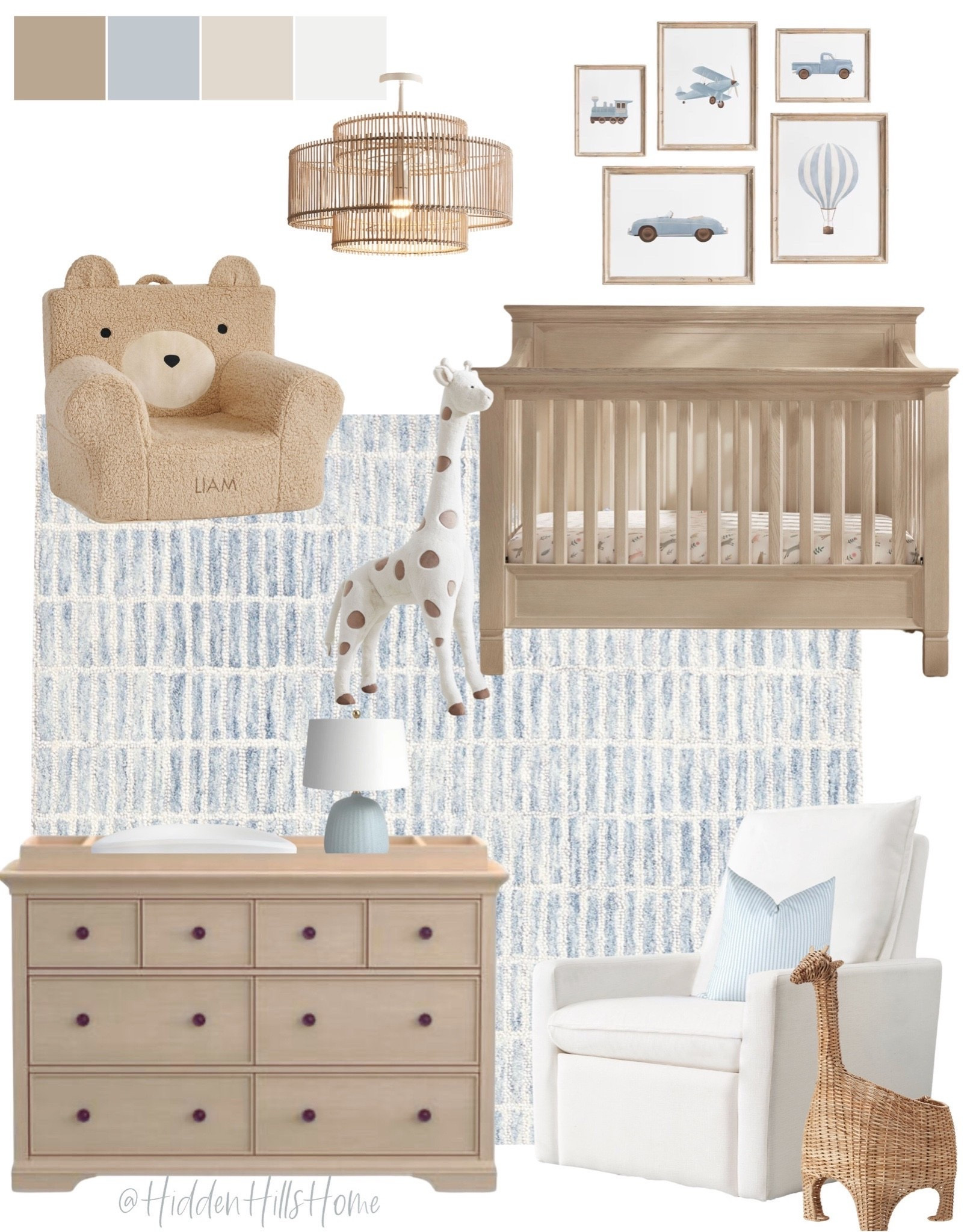 Baby boys bedroom mood board, modern transitional boys nursery design ideas, blue and brown boys nursery mood board #babyboy

#LTKHome #LTKSaleAlert #LTKBaby