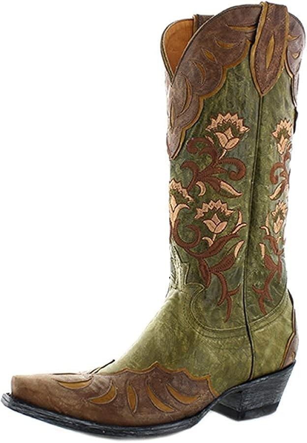 Old Gringo L2477-2 Naomi Green 13" Embroidered Boots With Brass Overlay (7) | Amazon (US)
