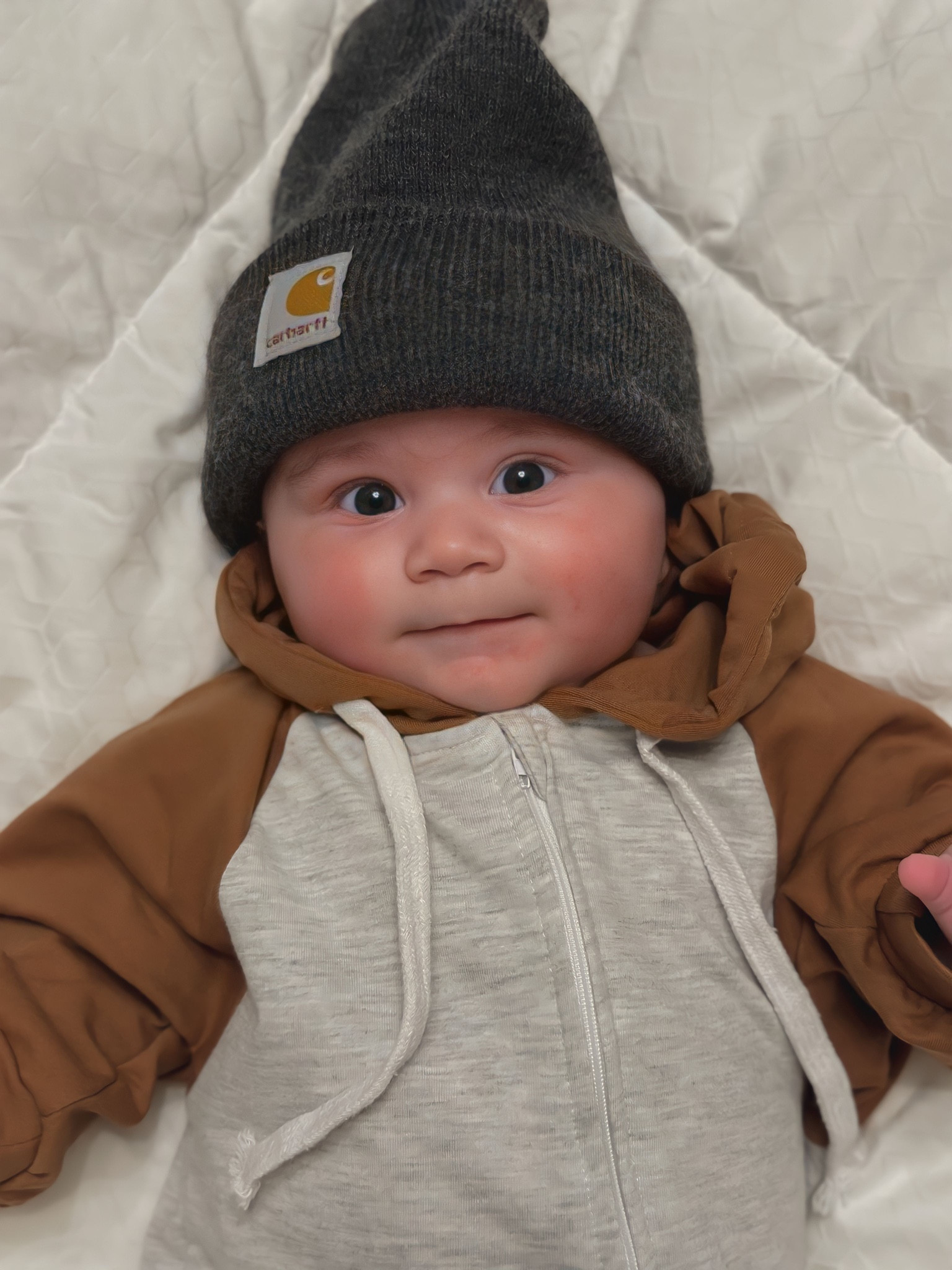 Cathartt baby beanie hat 
Hooded sweatshirt onesie 

#LTKkids #LTKbaby #LTKSeasonal