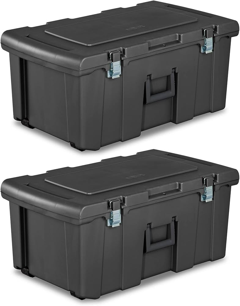 Sterilite Heavy Duty 16 Gallon Portable Plastic Footlocker Storage Container with Handles and Whe... | Amazon (US)