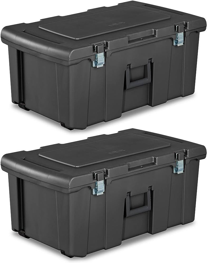 Sterilite Heavy Duty 16 Gallon Portable Plastic Footlocker Storage Container with Handles and Whe... | Amazon (US)