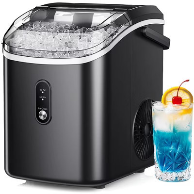 Simzlife Nugget Ice Maker Countertop, 34 Lbs/Day, Soft Chewable Pellet Ice, Self-Cleaning, One-Click Operation, 1.8 Lbs Storage Capacity, Black | Target