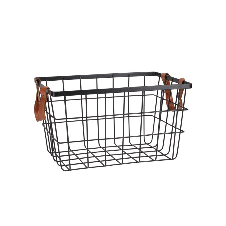 Mainstays Medium Iron Storage Basket, Black | Walmart (US)