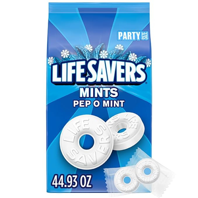 LIFE SAVERS Pep-O-Mint Breath Mint Bulk Hard Candy, Party Size, 44.93 oz Bag | Amazon (US)