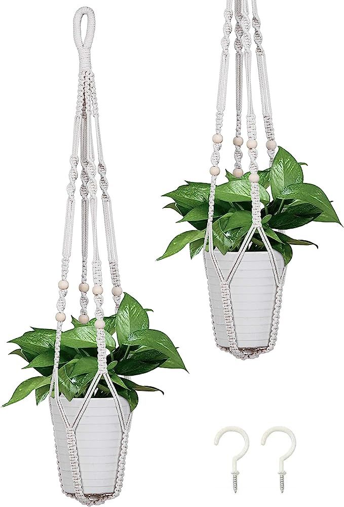 VIVOSUN 2-Pack Cotton Rope Plant Hanger Indoor Outdoor Hanging Planter Flower Pot Holder for Deco... | Amazon (US)