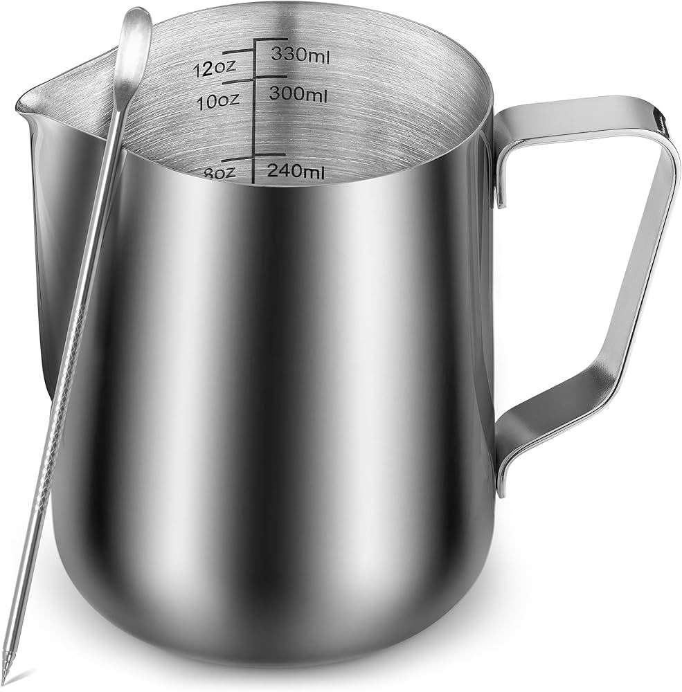 Zulay Milk Frother Cup 350ml/600ml/950ml (12oz/20oz/32oz) - Stainless Steel Frothing Pitcher with... | Amazon (US)